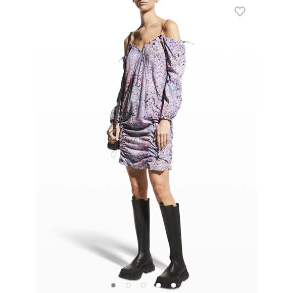 NWT MCQ Drawcord Mini Slip Dress Liliac Size medium Removable Sleeves $635 - Picture 10 of 16